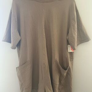 NWT Free People Movement Hot Shot Tee Romper Tan Mocha Latte